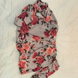 Off shoulder with built in bra flower print top